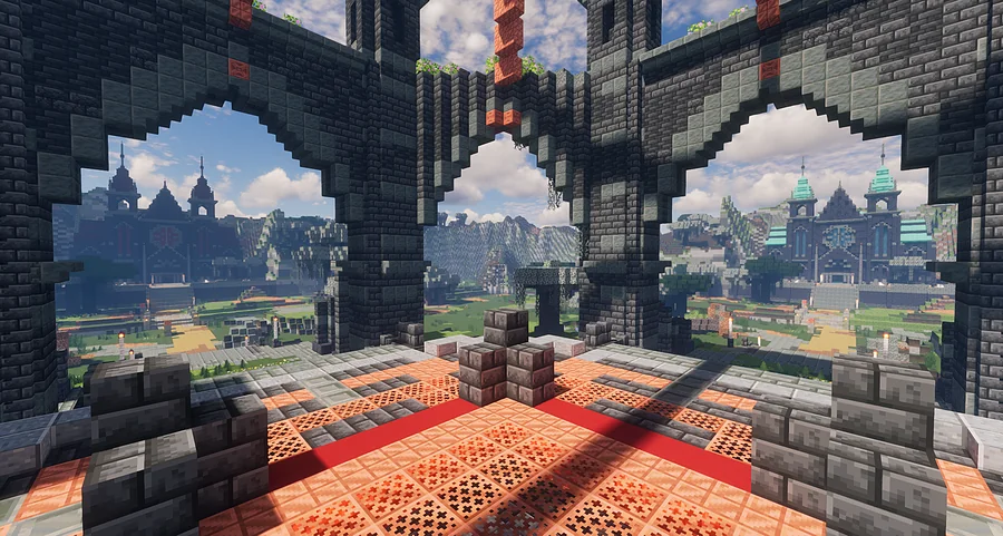 The Palewood arena from the tower between its two bases